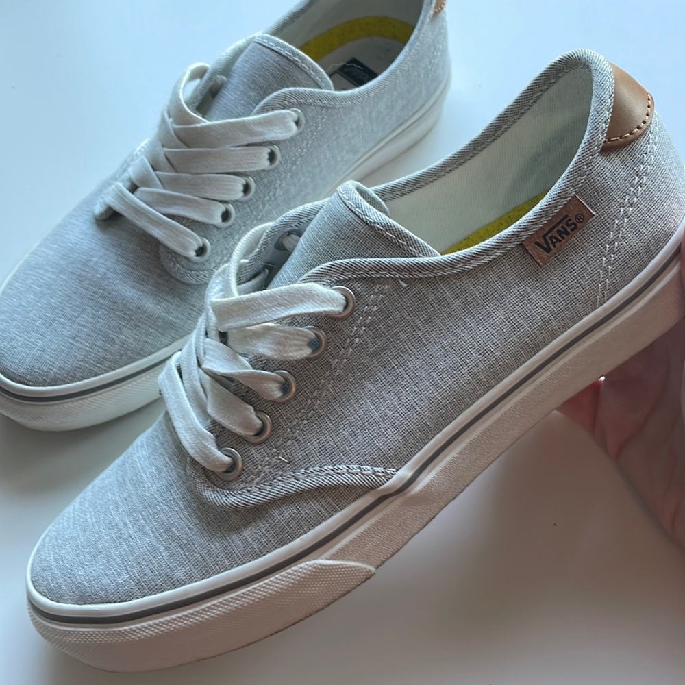 Gray canvas & leather Vans